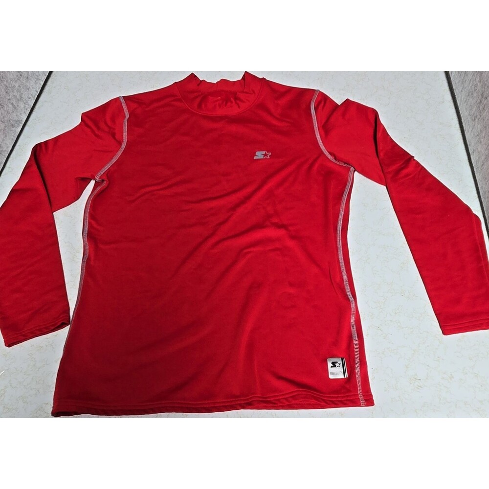 Starter Dri-Star Men’s Red Long Sleeve Mock Neck Compression Stretch Pullover, M